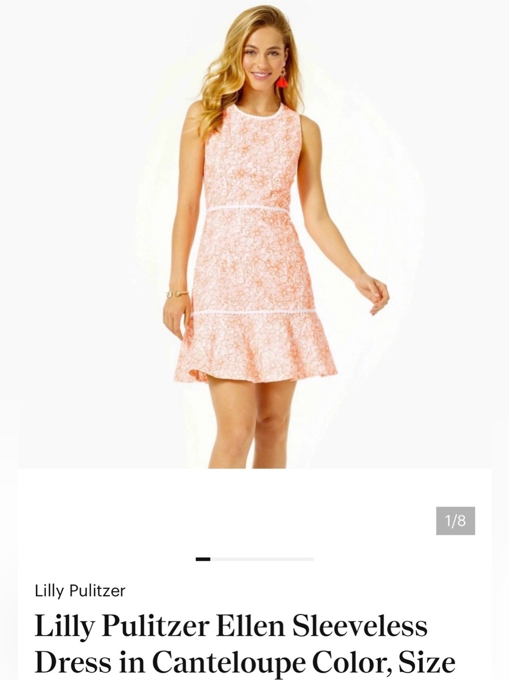 Lilly Pulitzer Coral & White Floral Midi Dress